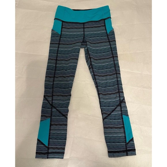 Lululemon Pace Rival Crop Space Dye Twist Naval Peacock Blue Leggings Size 2 - Picture 1 of 9